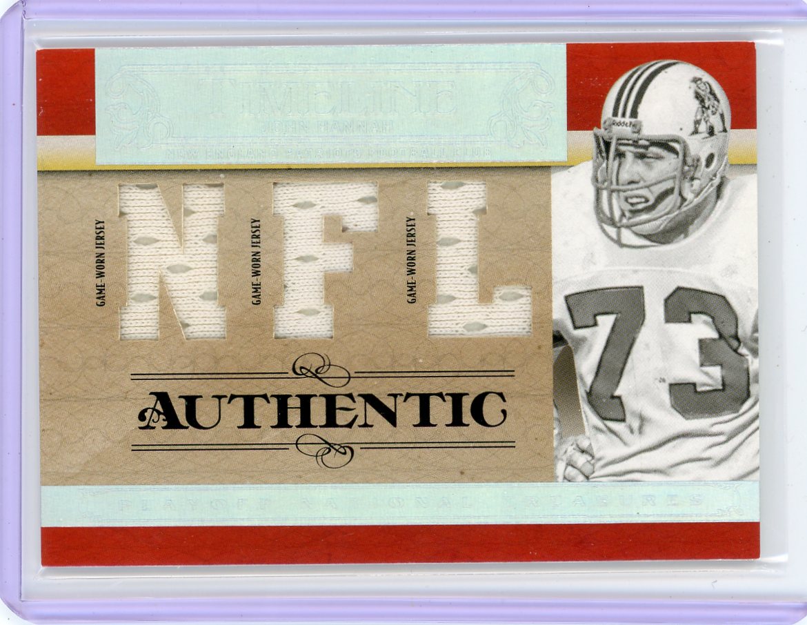 John Hannah 2007 Donruss Playoff LP Timeline auth. game-used triple jersey relic #'d 91/99