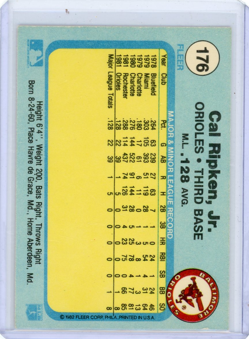Cal Ripken Jr. 1982 Fleer rookie card