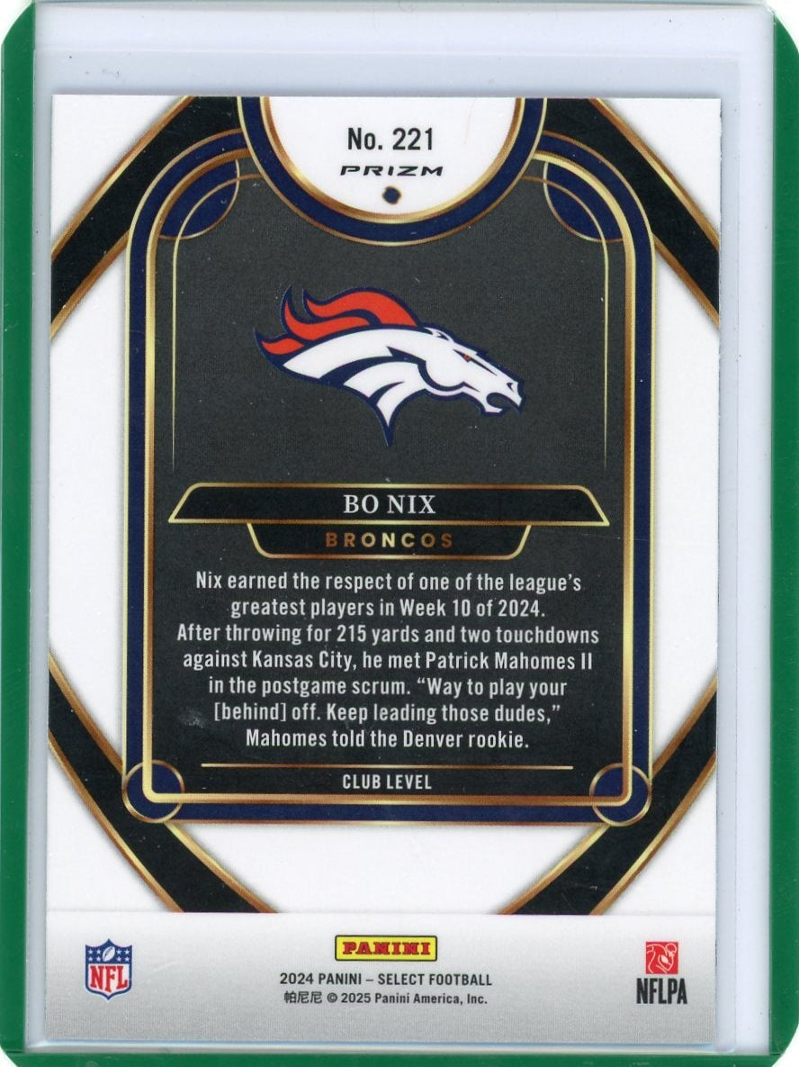 Bo Nix 2024 Panini Select Club Level Silver RC