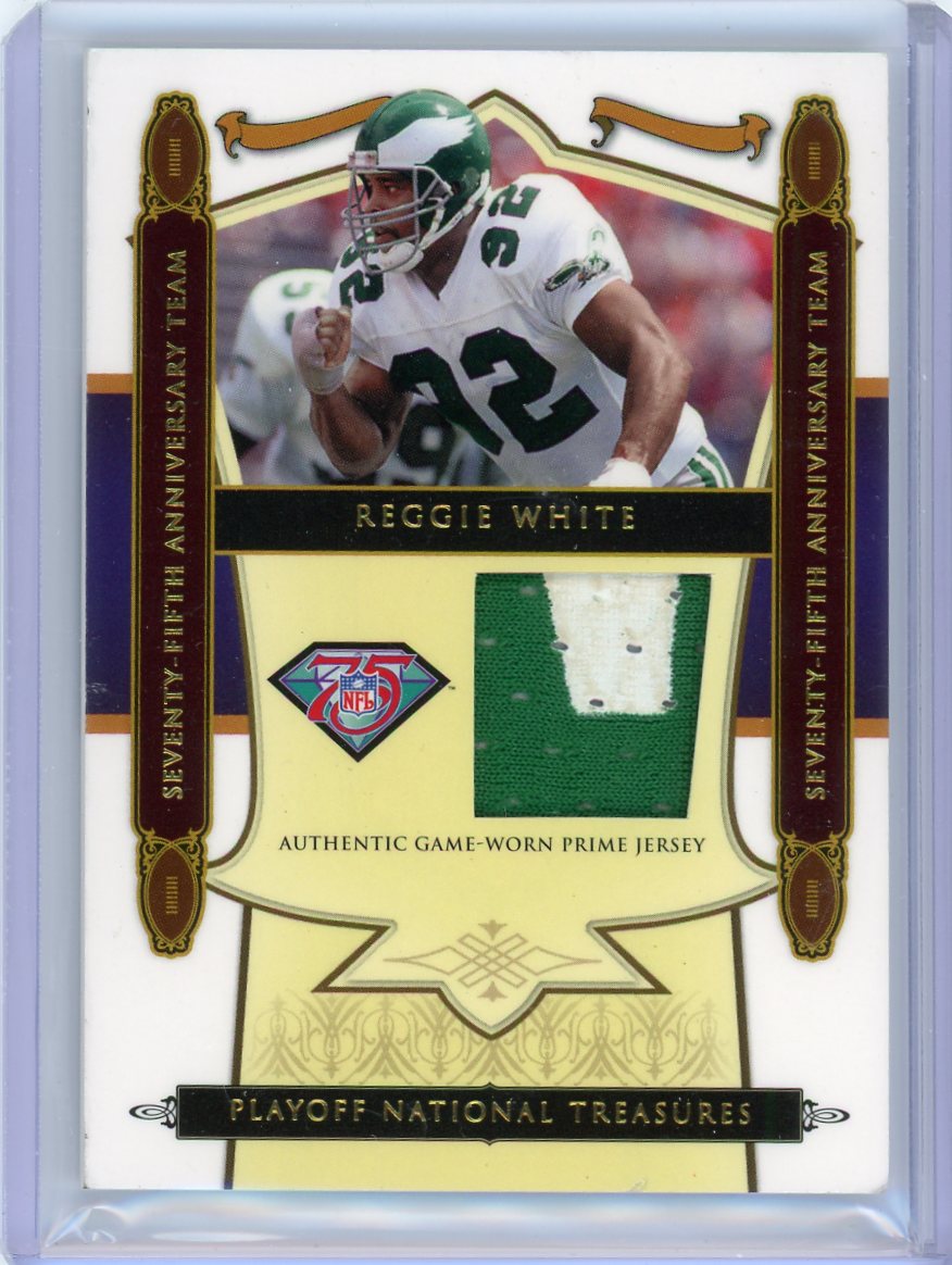 Reggie White 2008 Donruss Playoff National Treasures 75th Anniversary auth. game-worn prime jersey relic #'d 15/25