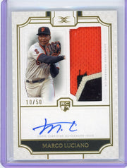 Marco Luciano 2024 Topps Definitive Collection Autograph Relic rookie card #'d 10/50