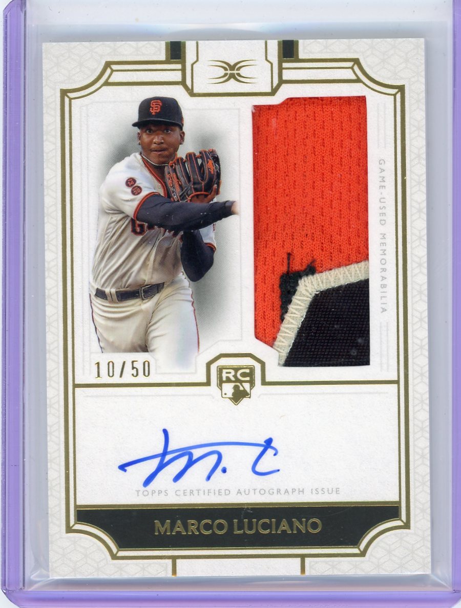 Marco Luciano 2024 Topps Definitive Collection Autograph Relic rookie card #'d 10/50
