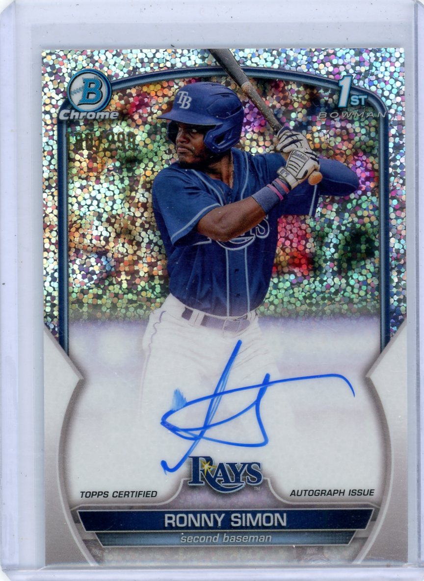 Ronny Simon 2023 1st Bowman Chrome autograph speckle refractor #'d 180/299