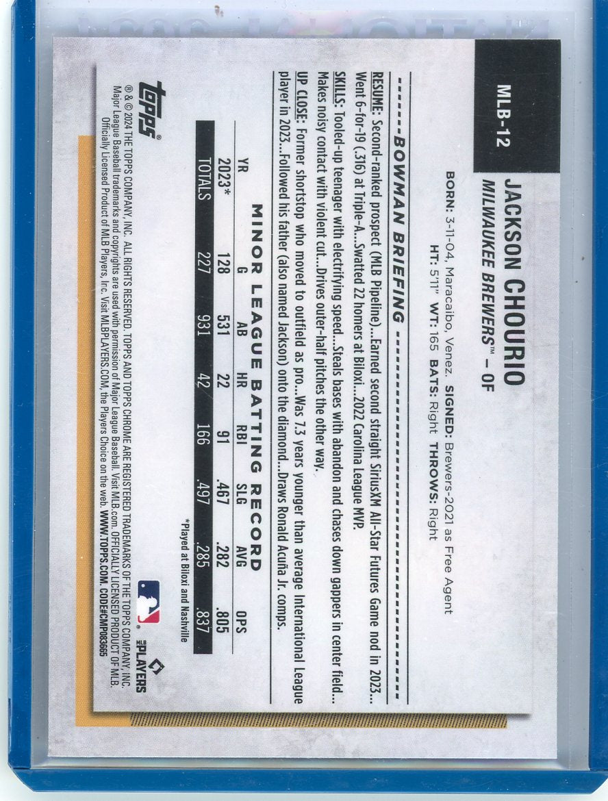 Jackson Chourio 2024 Topps Chrome National Sports Card Convention ref. rookie card