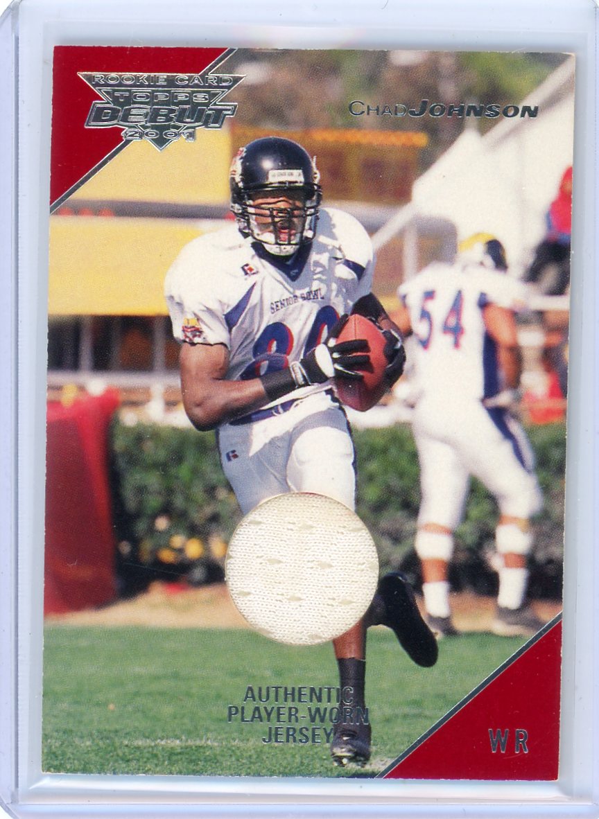 Chad Johnson 2001 Topps Debut auth. game-used jersey relic rookie card #'d 375/999