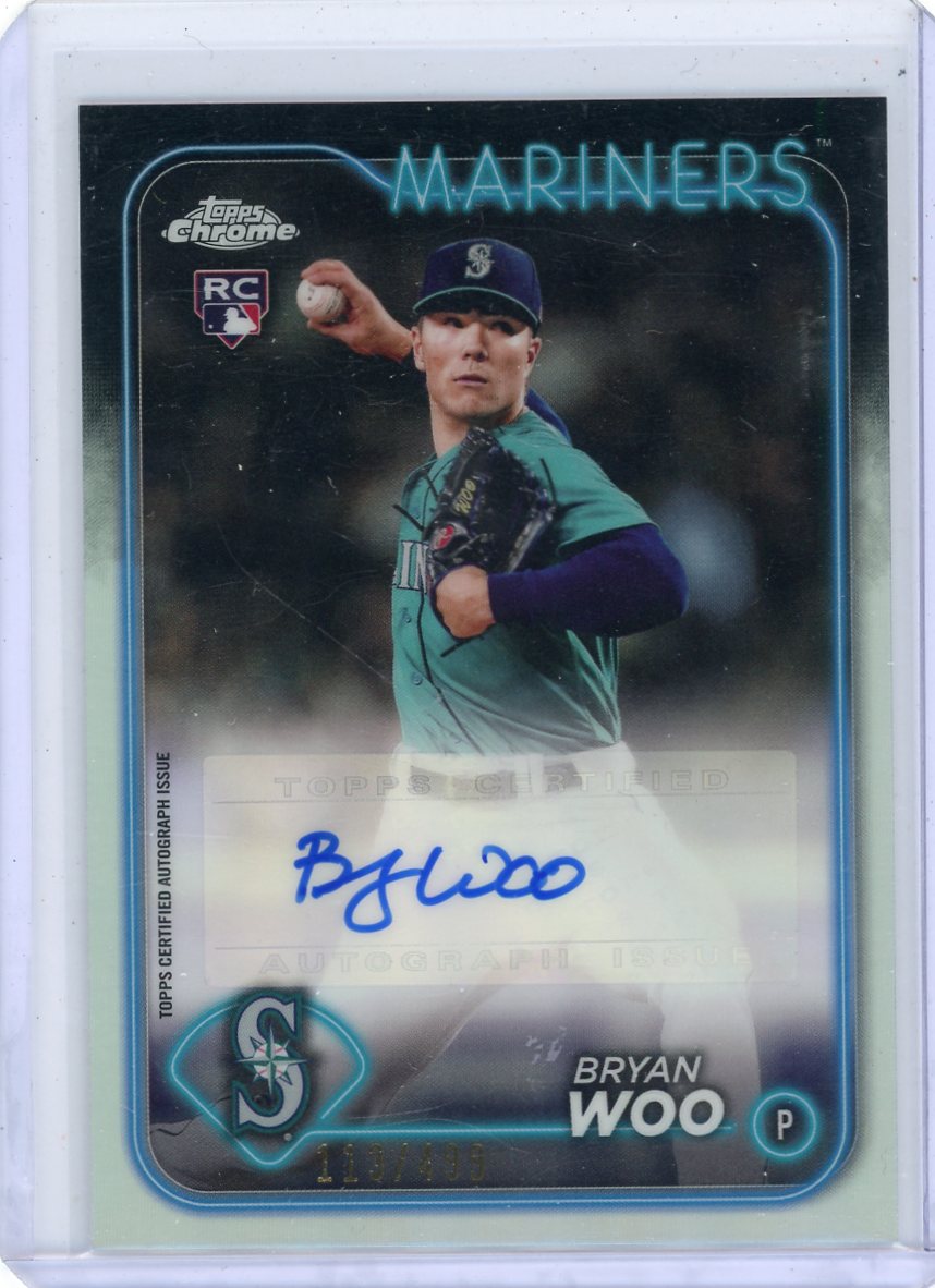 Bryan Woo 2024 Topps Chrome Rookie Autograph Refractor #'d 113/499