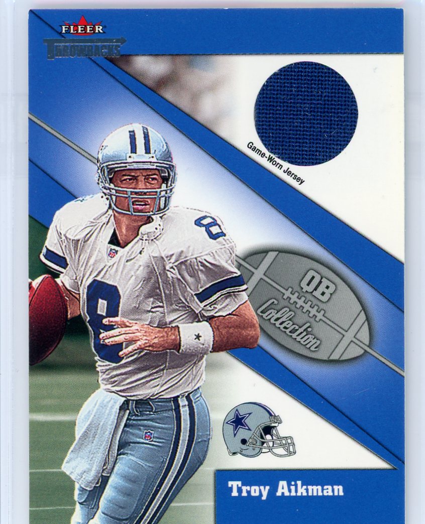 Troy Aikman 2002 Fleer Throwbacks QB Collection game-worn jersey relic
