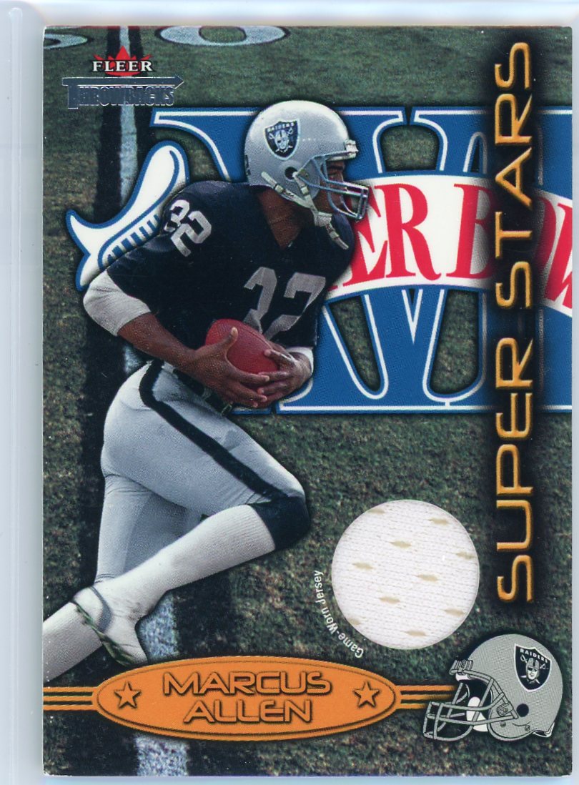 Marcus Allen 2002 Fleer Throwbacks Superstars game-worn jersey relic