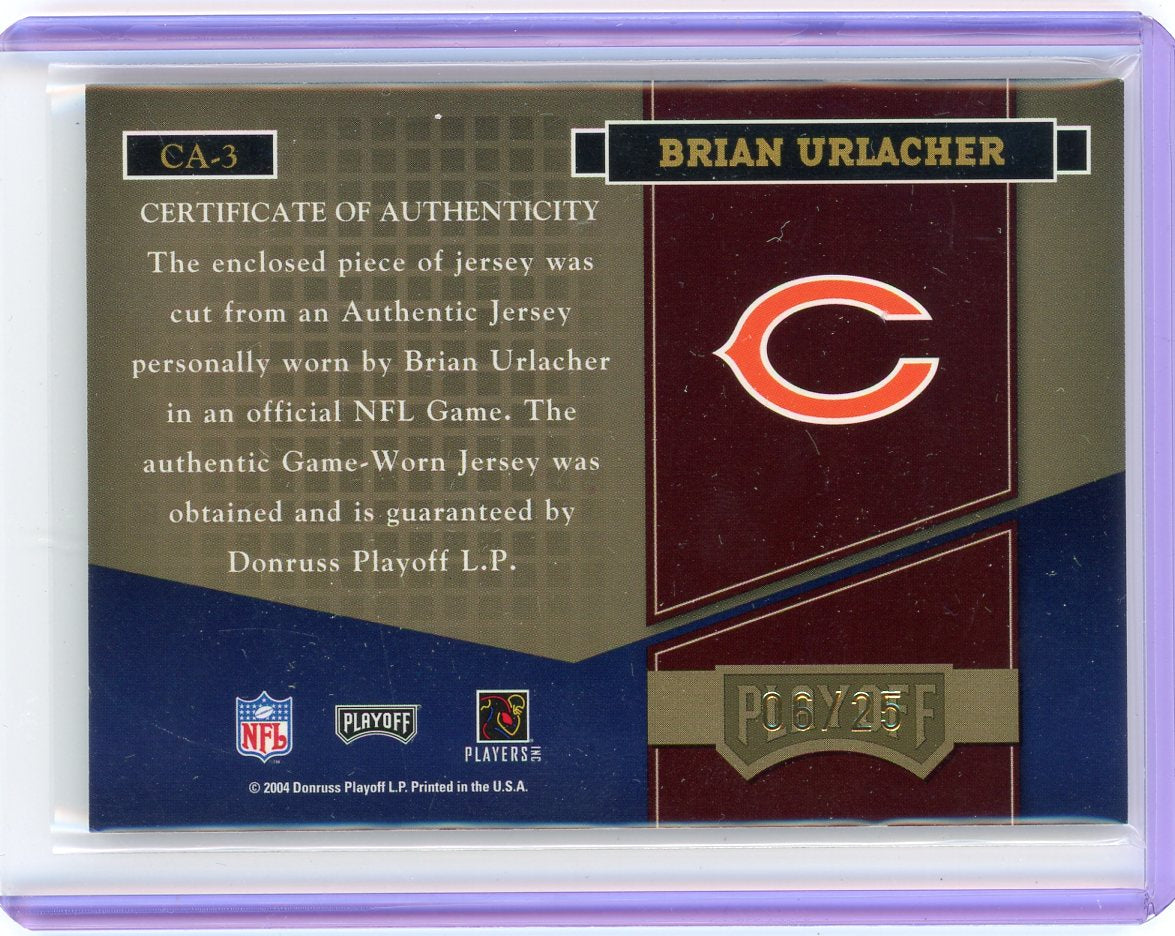 Brian Urlacher 2004 Playoff Absolute Memorabilia Canton Absolutes GU Jersey Prime #'d 06/25