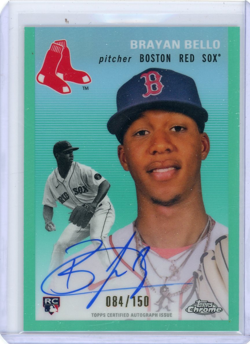 Brayan Bello 2023 Topps Chrome Platinum Anniv. autograph aqua ref. rookie card #'d 084/150