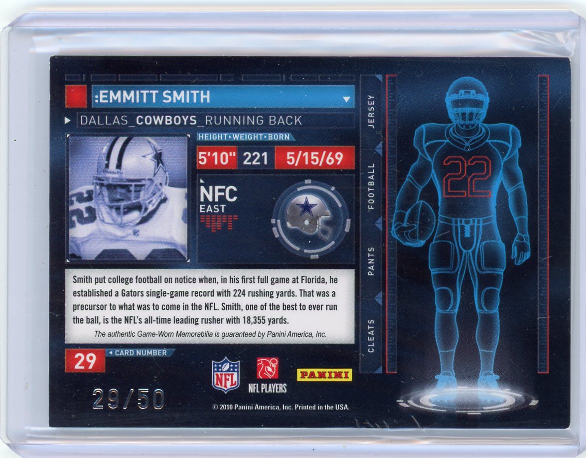 Emmitt Smith 2010 Panini Donruss Tools of the Trade Prime jersey relic #'d 29/50