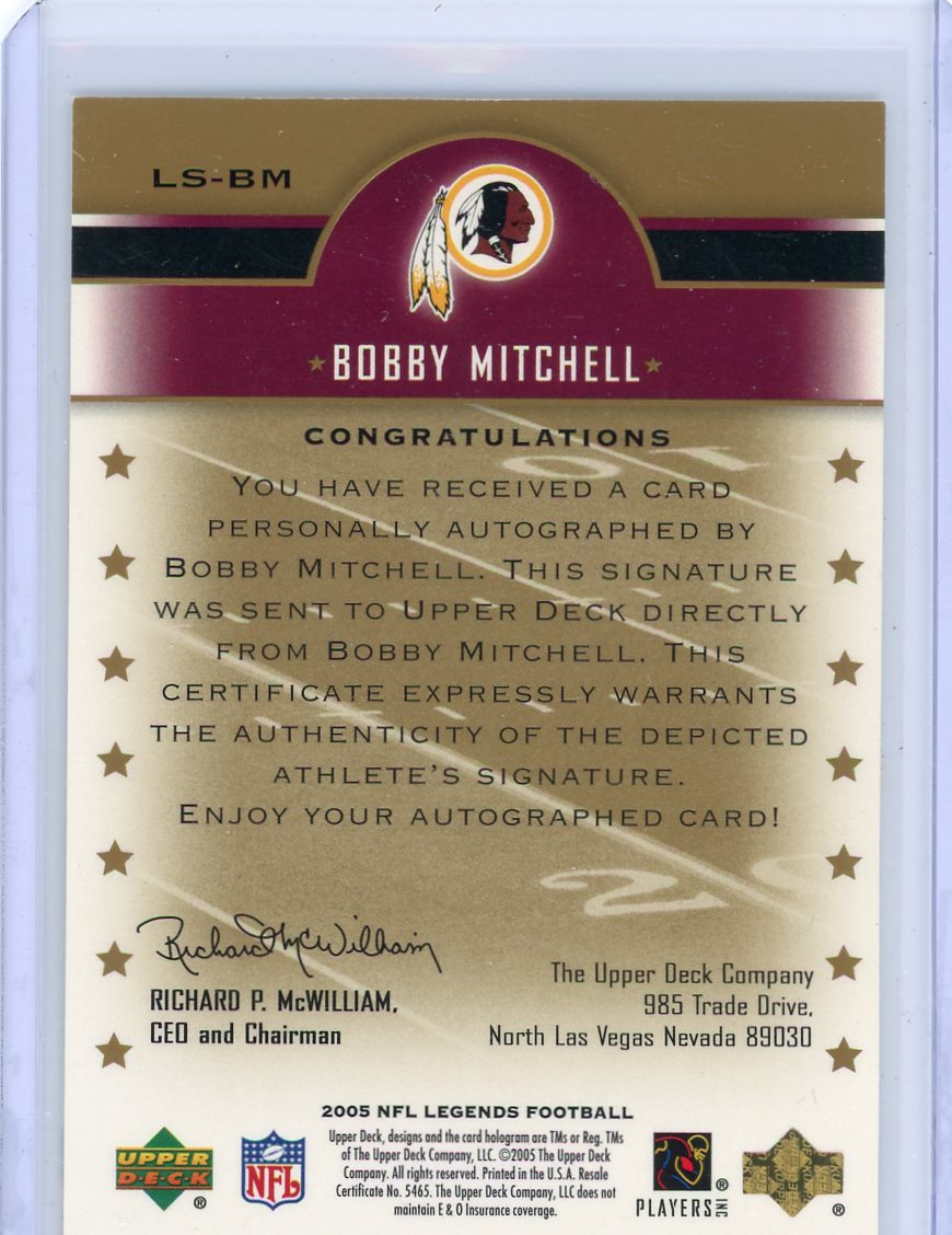 Bobby Mitchell 2005 Upper Deck NFL Legends Autograph #LS-BM