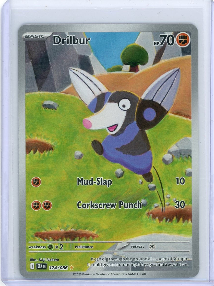 Drilbur Pokémon Black Bolt Illustration Rare #124/086