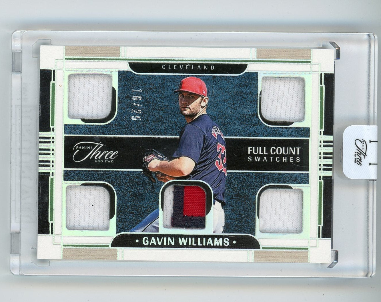 Gavin Williams 2024 Panini Three & Two Full Count Swatches relic #'d 16/25
