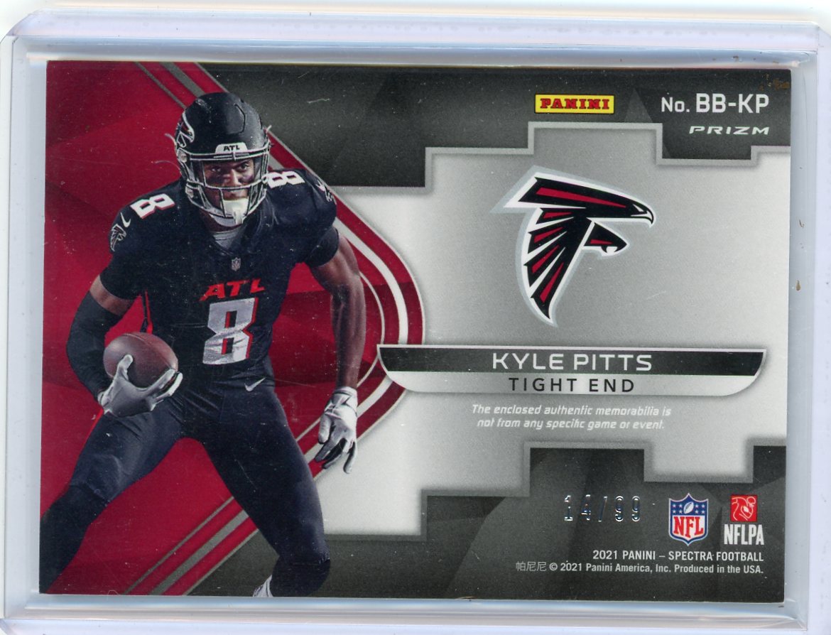 Kyle Pitts 2021 Panini Spectra Building Blocks triple jersey/ball relic rookie card #'d 14/99