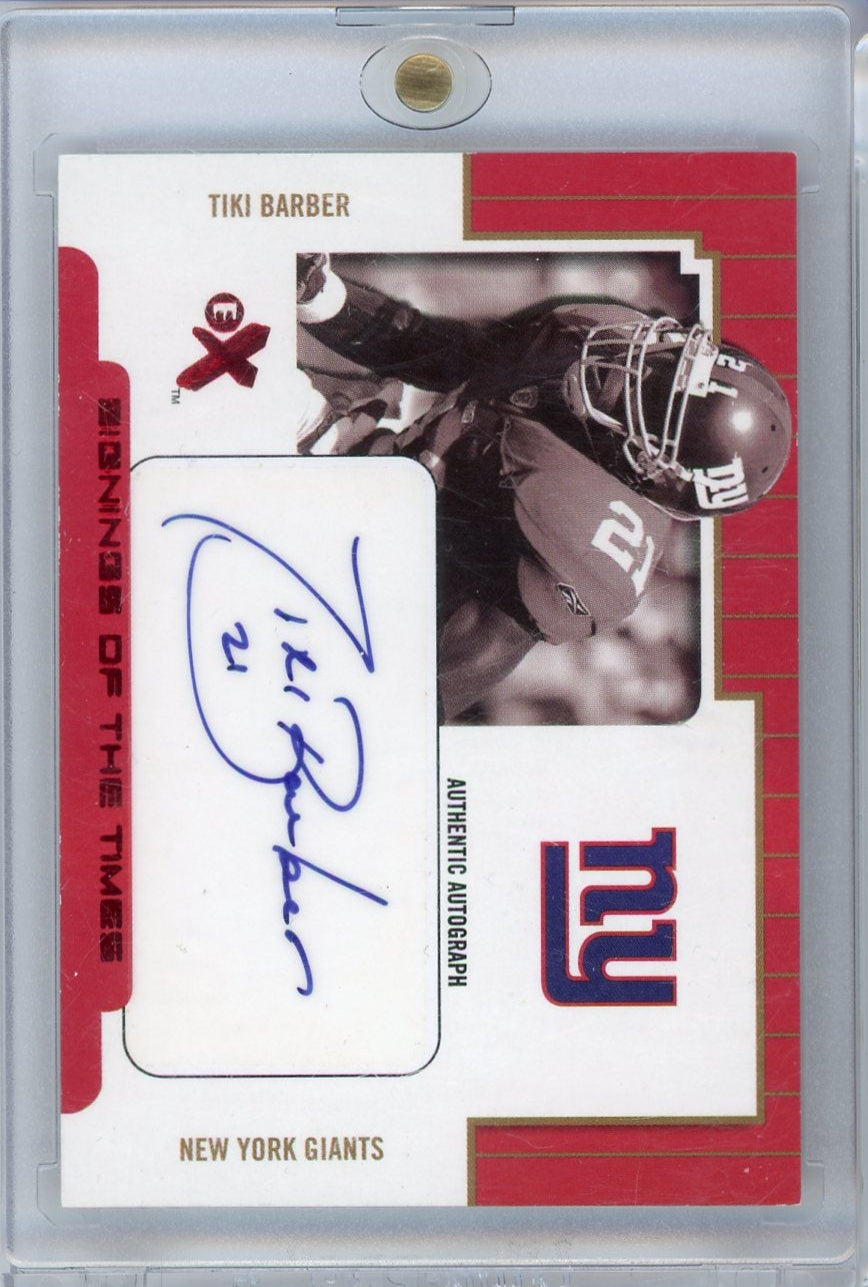 Tiki Barber 2004 Fleer eX Signing of the Times autograph #'d 134/200