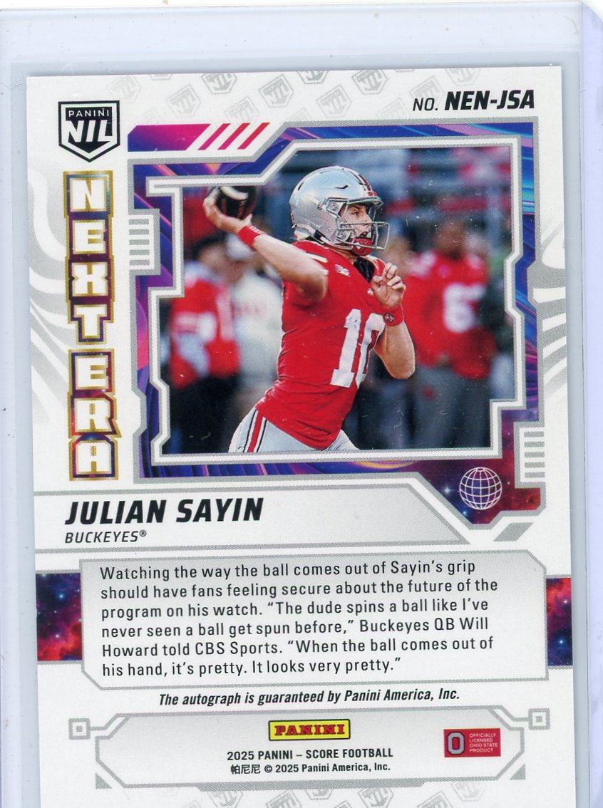 Julian Sayin 2025 Panini Score Football Next Era Autograph