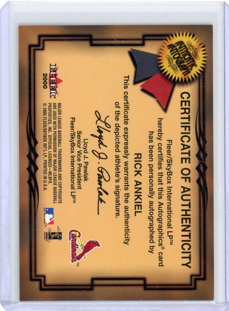 Rick Ankiel 1999/2000 2-card autograph lot base + /250