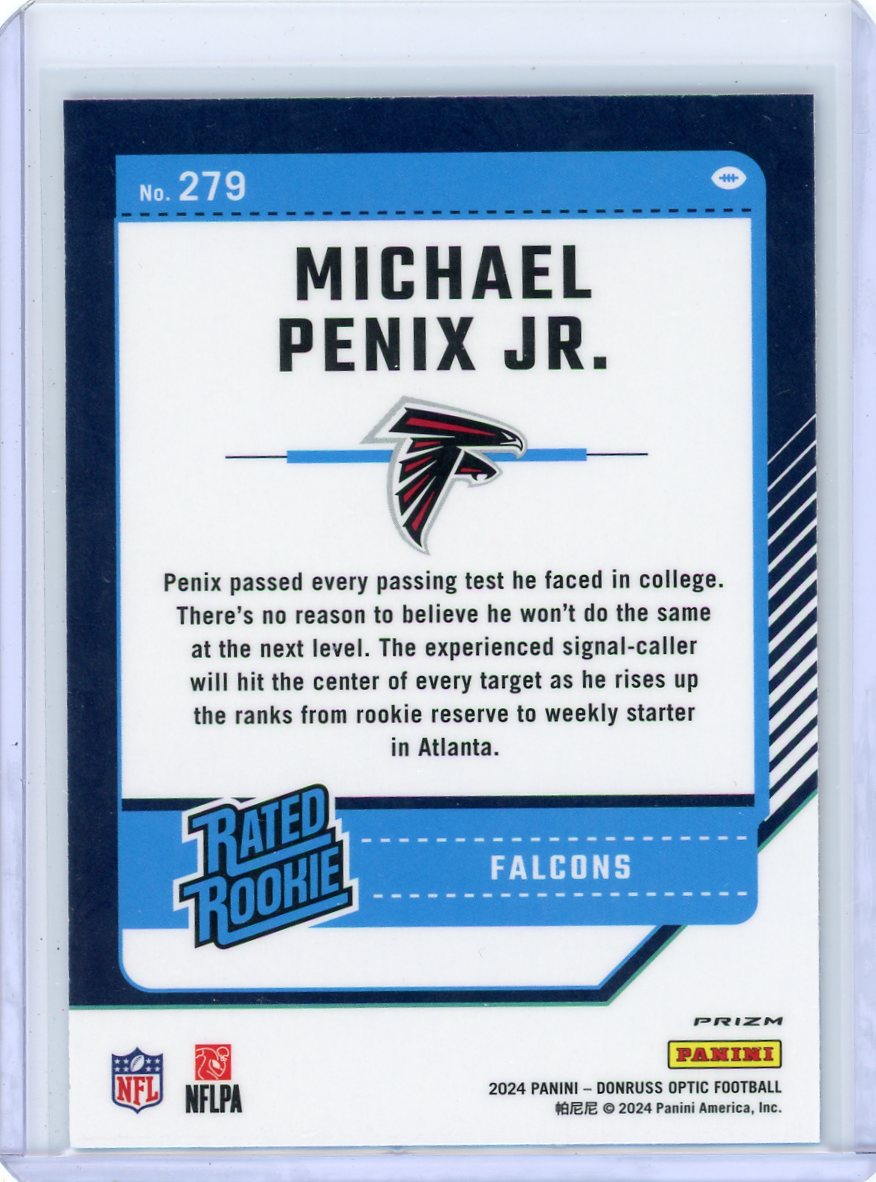 Michael Penix Jr 2024 Panini Donruss Optic Blue Hyper Rated Rookie