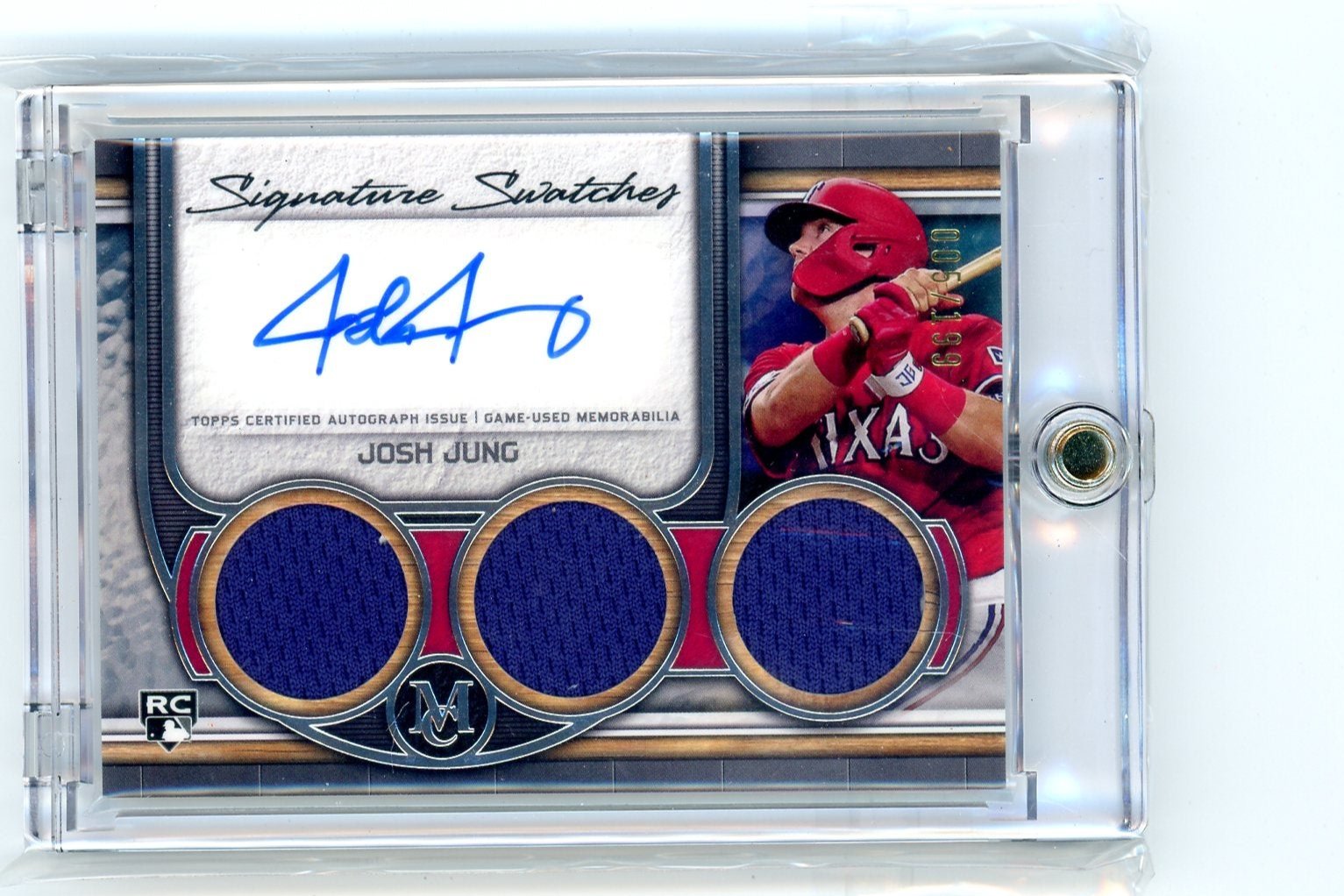Josh Jung 2023 Topps Museum Signature Swatches triple relic autograph RC #'d 005/199