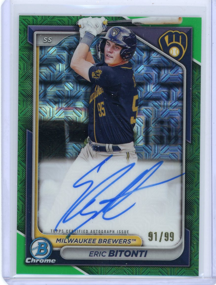 Eric Bitonti 2024 Bowman Chrome Mega/Mojo green autograph #'d 91/99