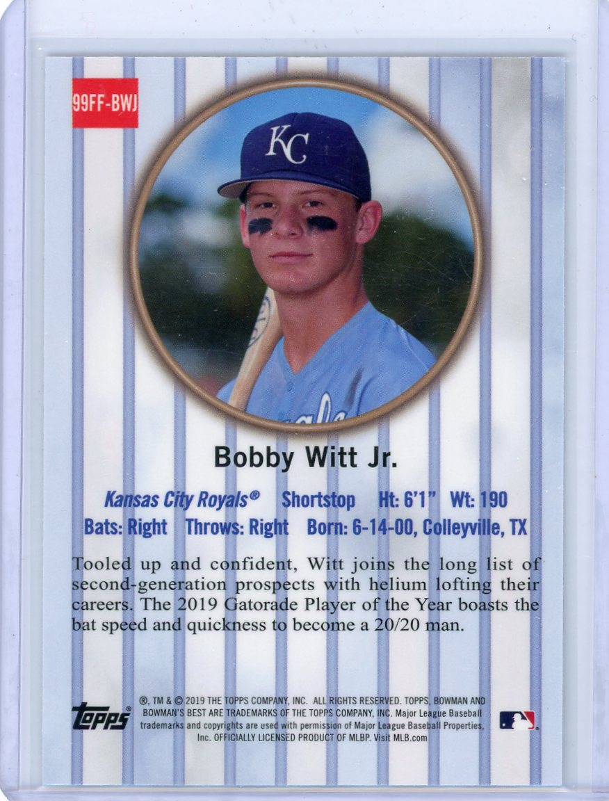 Bobby Witt Jr. 2019 Bowman's Best Franchise Favorites refractor