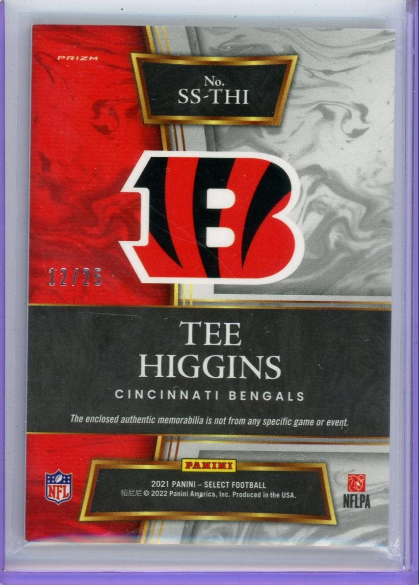 Tee Higgins 2021 Panini Select Swatches Tie Dye Prizm #'d 12/25