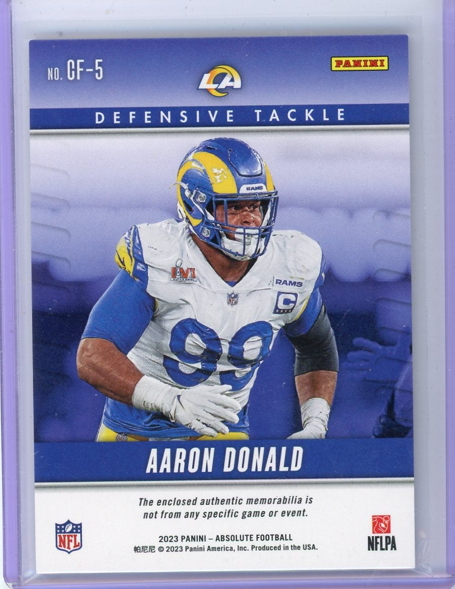 Aaron Donald 2023 Panini Absolute Championship Fabric Patch #'d 05/99