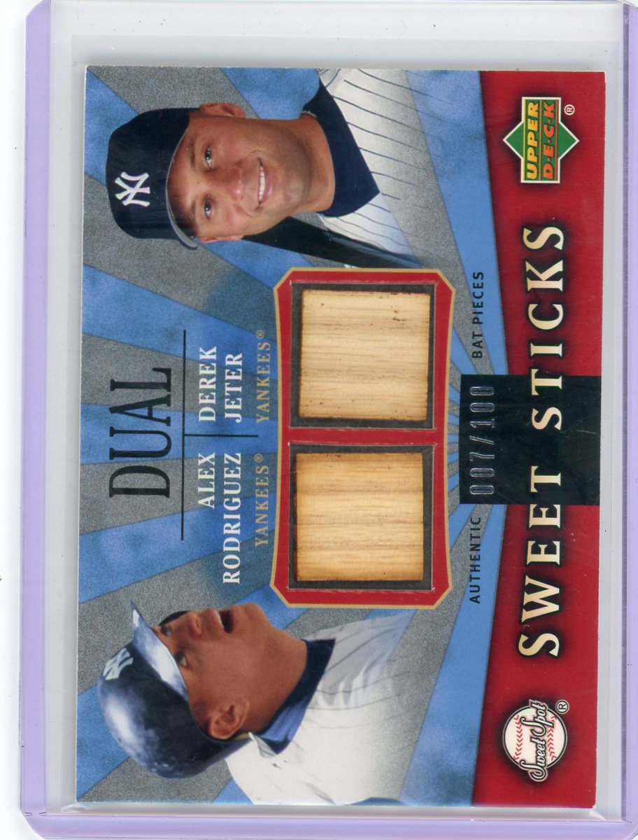 Derek Jeter / Alex Rodriguez 2004 Upper Deck Sweet Sticka Dual Bat Relic #'d 007/100