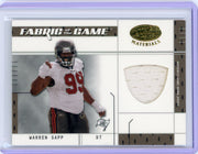 Warren Sapp 2003 Donruss Leaf Certified Fabric of the Game auth. game-used jersey relic #'d 49/50
