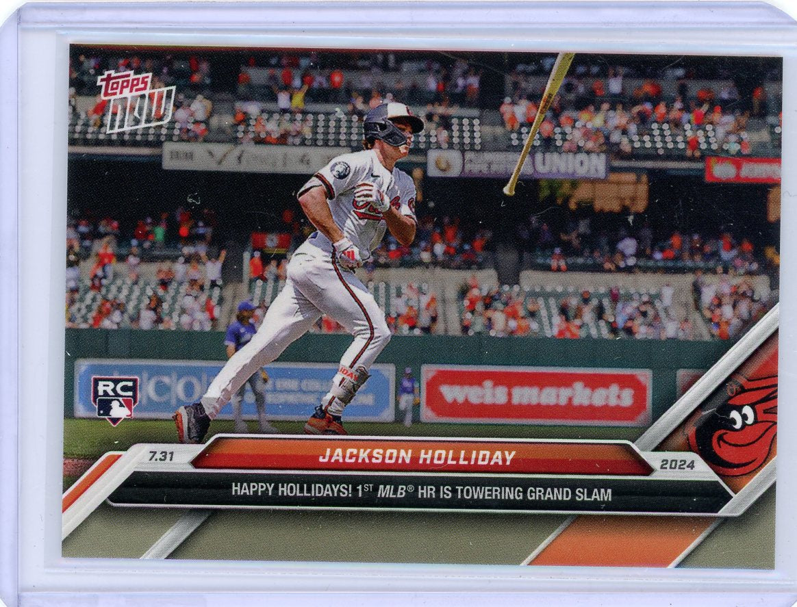 Jackson Holliday 2024 Topps Now #498 1st Career Homerun, Towering Grand Slam RC