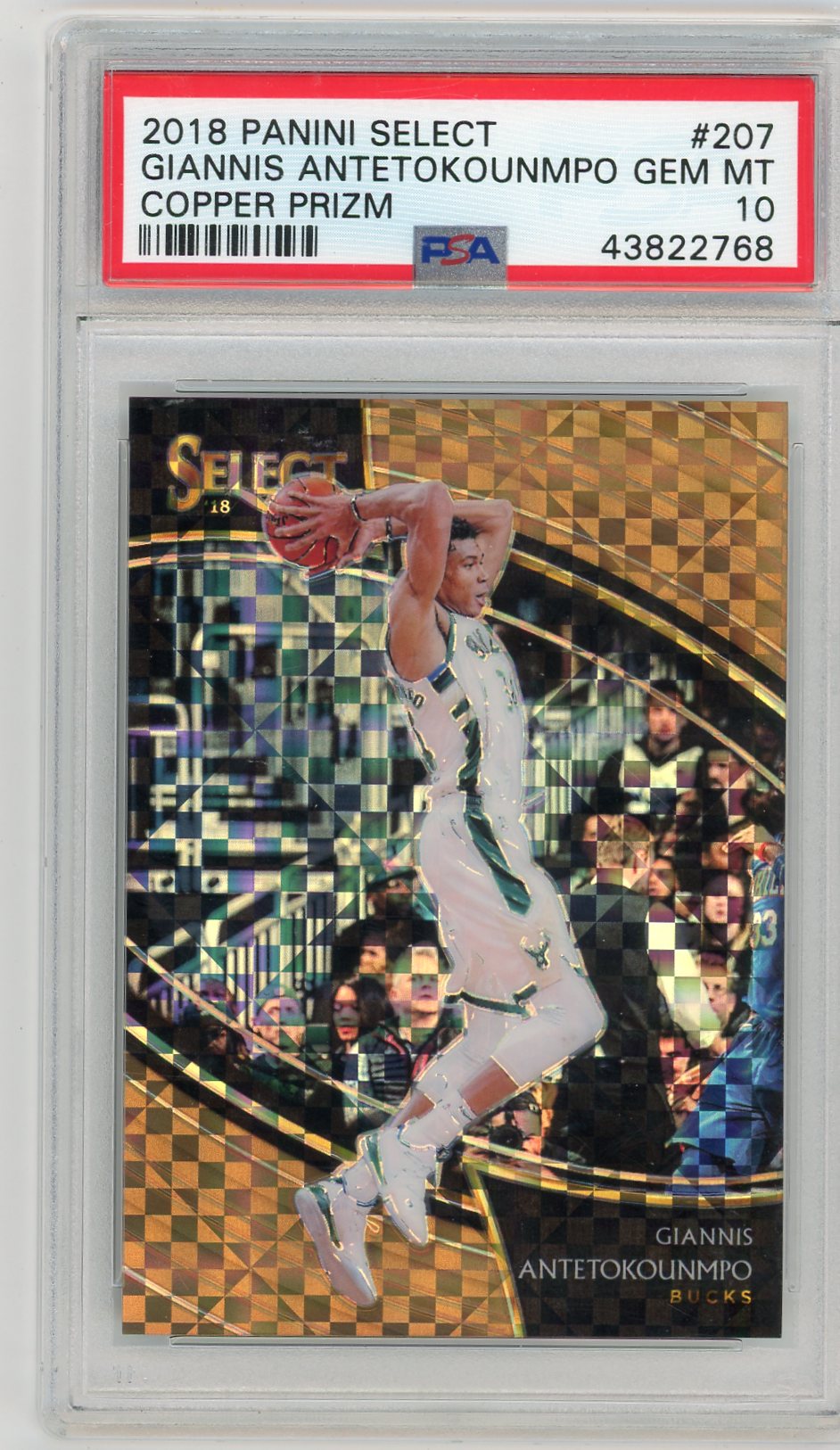 Giannis Antetokounmpo 2018 Panini Select Copper Prizm #'d 54/60 PSA 10