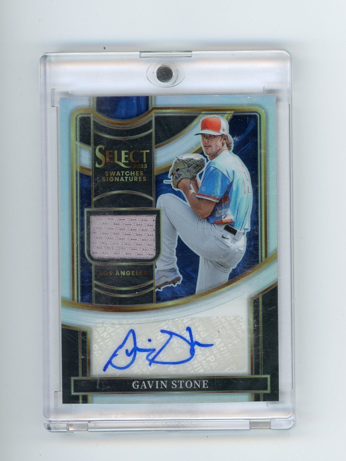 Gavin Stone 2023 Panini Select Swatches Signatures autograph rookie card relic #'d 30/99