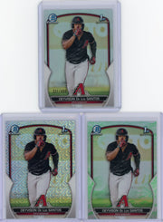 Deyvison De Los Santos 2023 1st Bowman Chrome refractor /499, mojo + green lunar 3-card lot