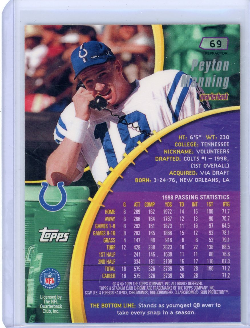 Peyton Manning 1999 Topps Stadium Club Refractor