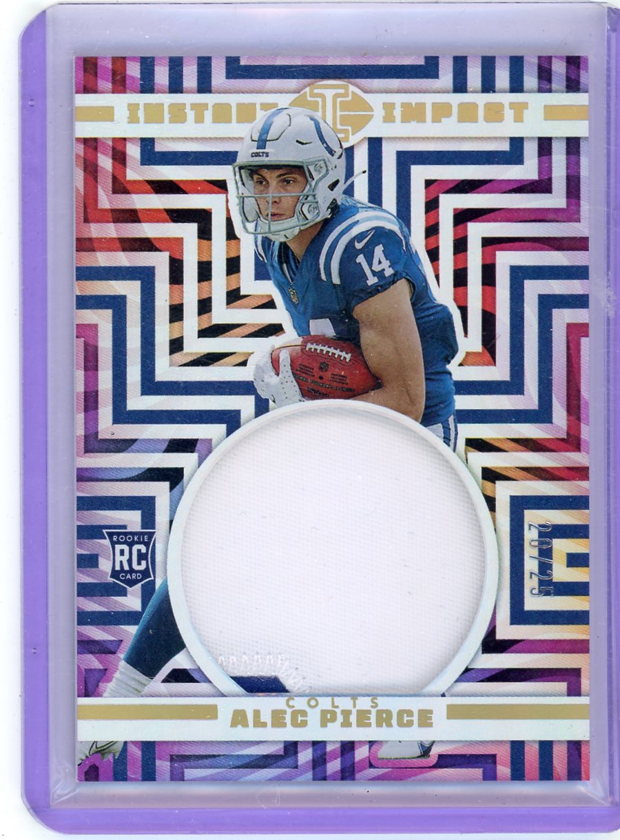 Alec Pierce 2022 Panini Illusions Instant Impact jersey relic rookie card #'d 20/25
