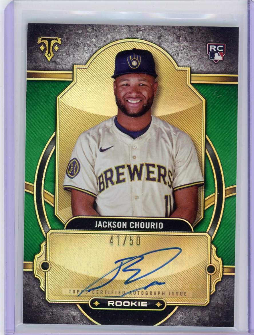 Jackson Chourio 2024 Topps Triple Threads autograph rookie card #'d 41/50