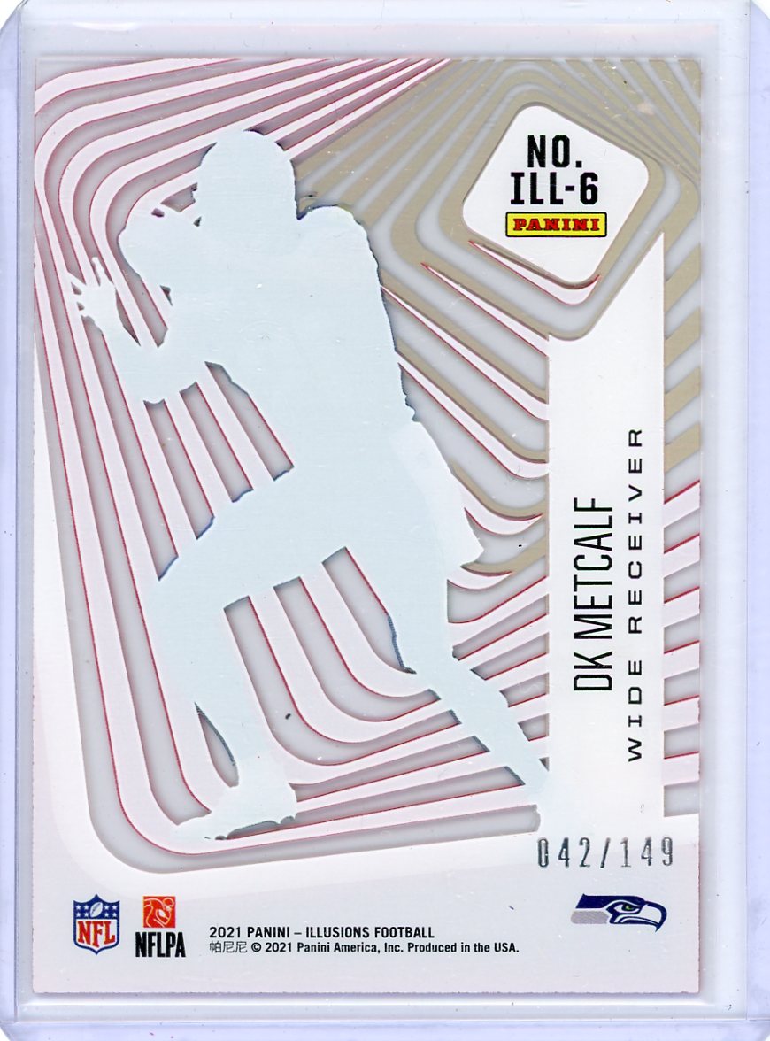 DK Metcalf 2021 Panini Illusions Illusionists red #'d 042/149