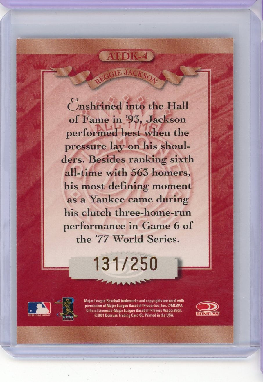 Reggie Jackson 2001 Donruss Diamond Kings Studio Series #'d 131/250