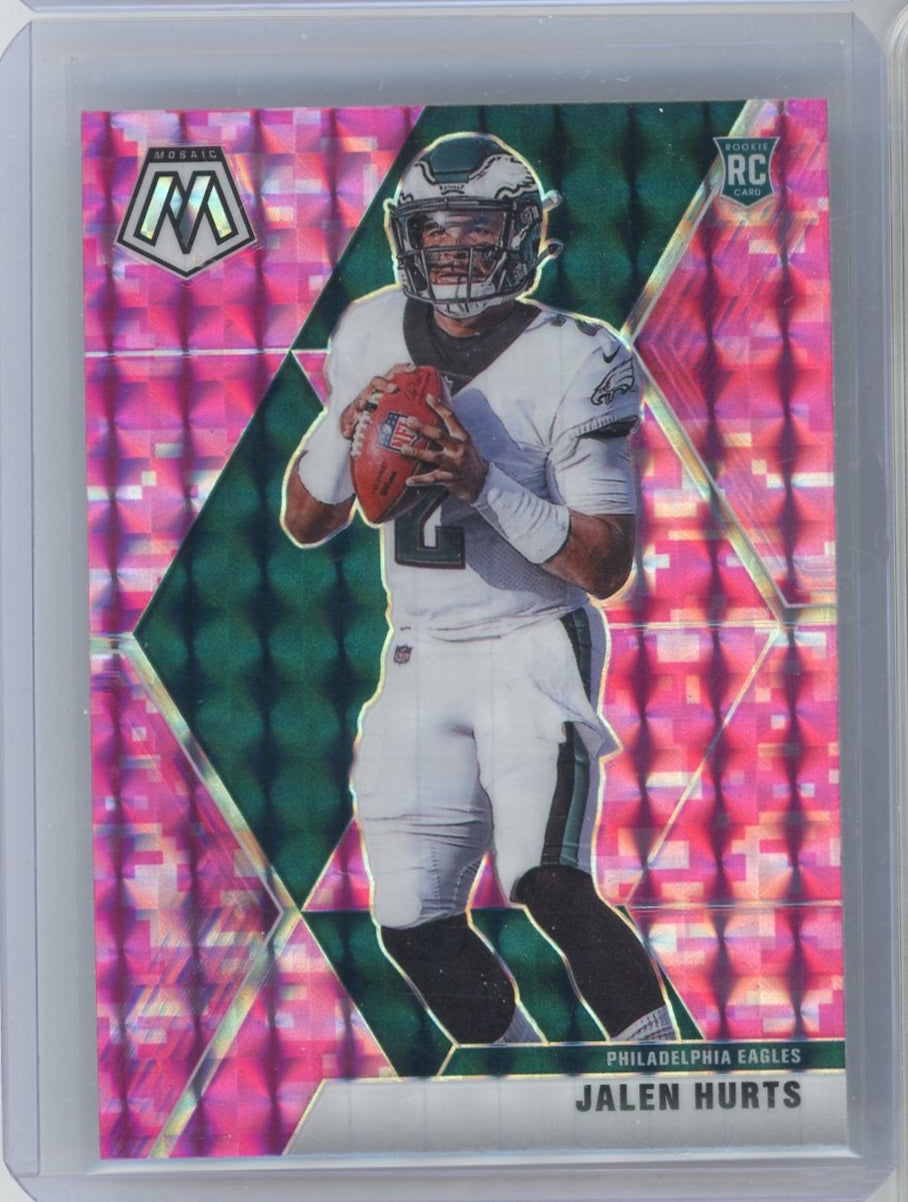 Jalen Hurts 2020 Panini Mosaic pink mosaic prizm rookie card