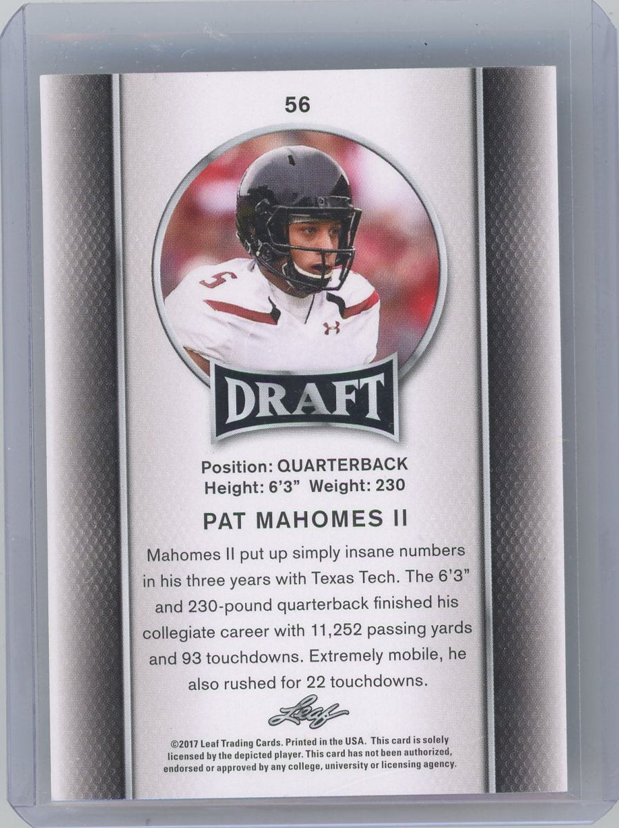 Patrick Mahomes II 2017 Leaf Draft rookie card