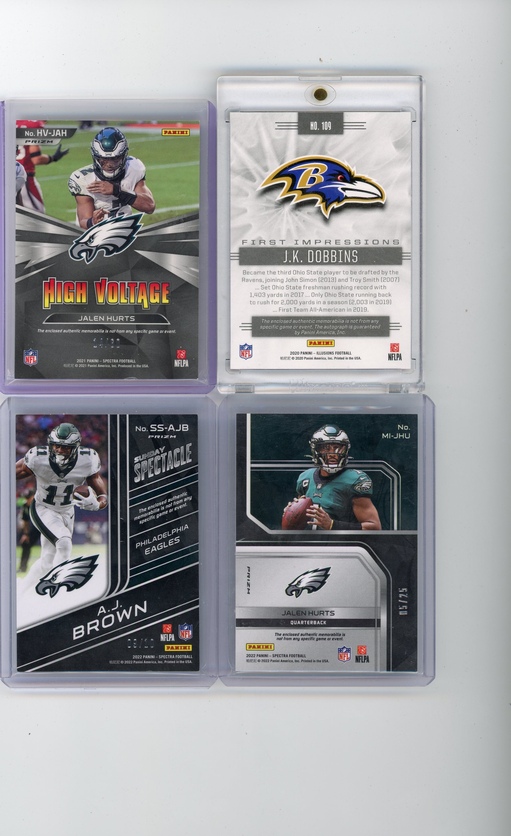 Jalen Hurts 2021 Panini Spectra High Voltage relic #'d 14/60