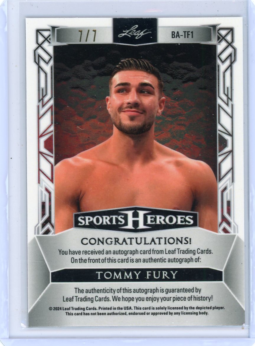 Tommy Fury 2024 Leaf Sports Heroes autograph #'d 7/7