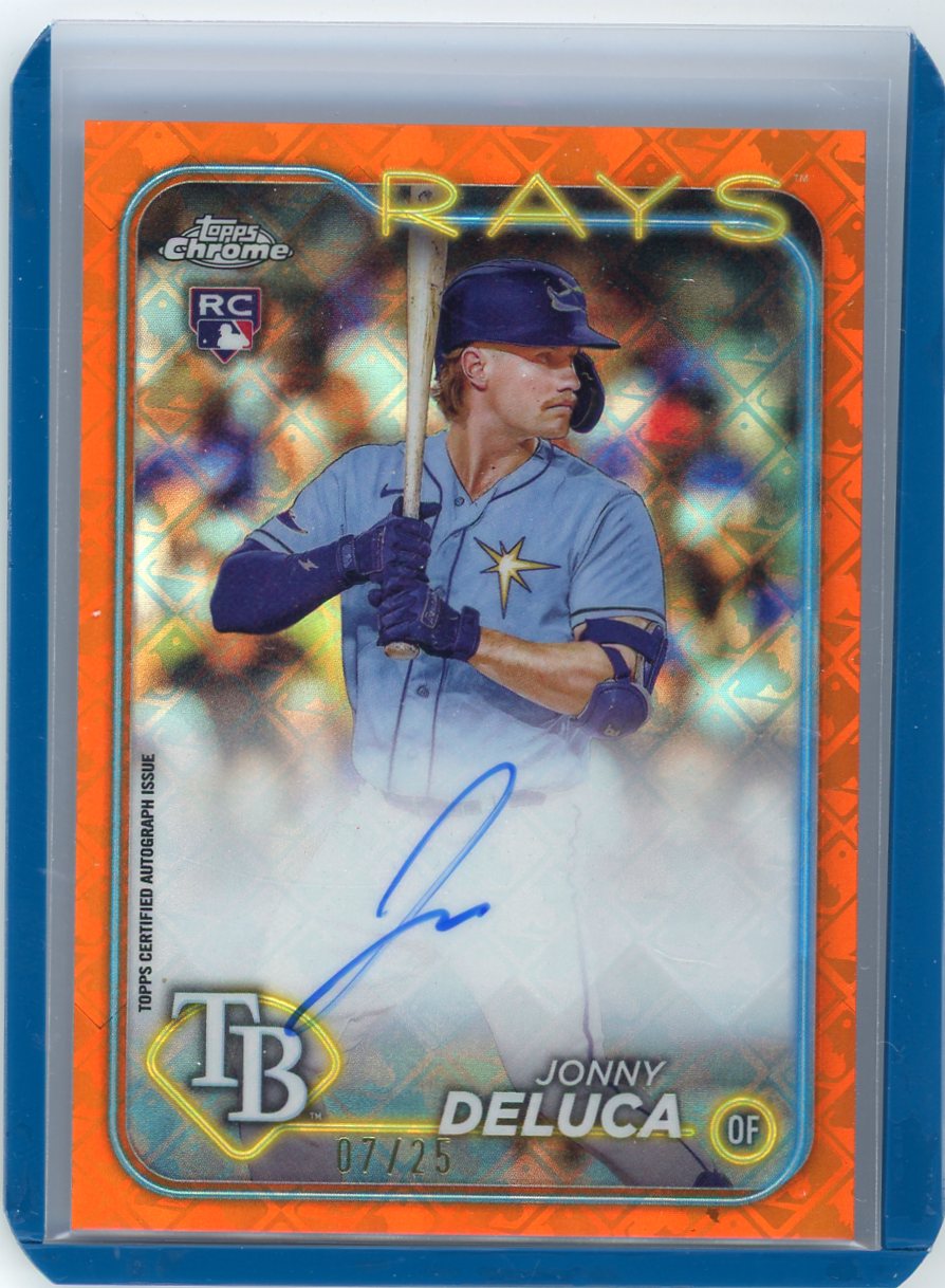 Jonny DeLuca 2024 Topps Chrome Logofractor autograph orange ref. rookie card #'d 07/25