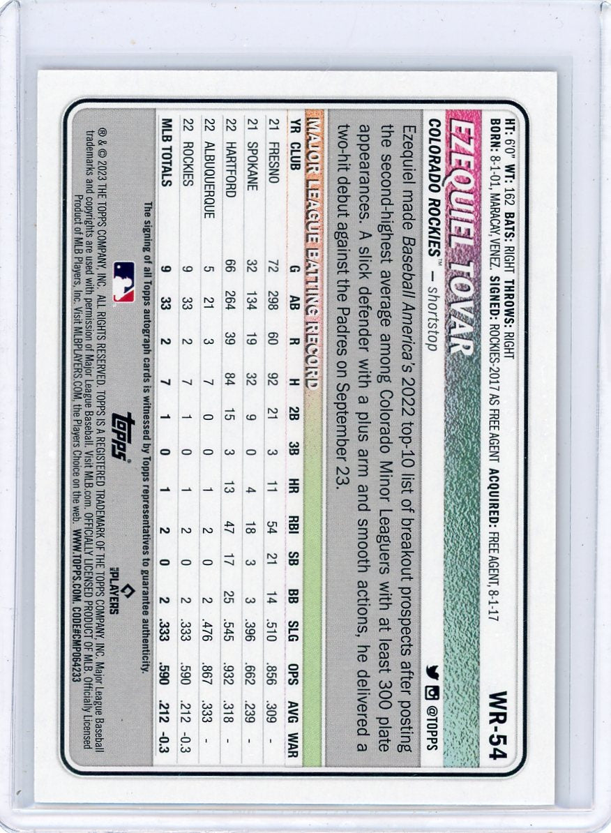 Ezequiel Tovar 2023 Topps Big League orange foil autograph rookie card #'d 23/25