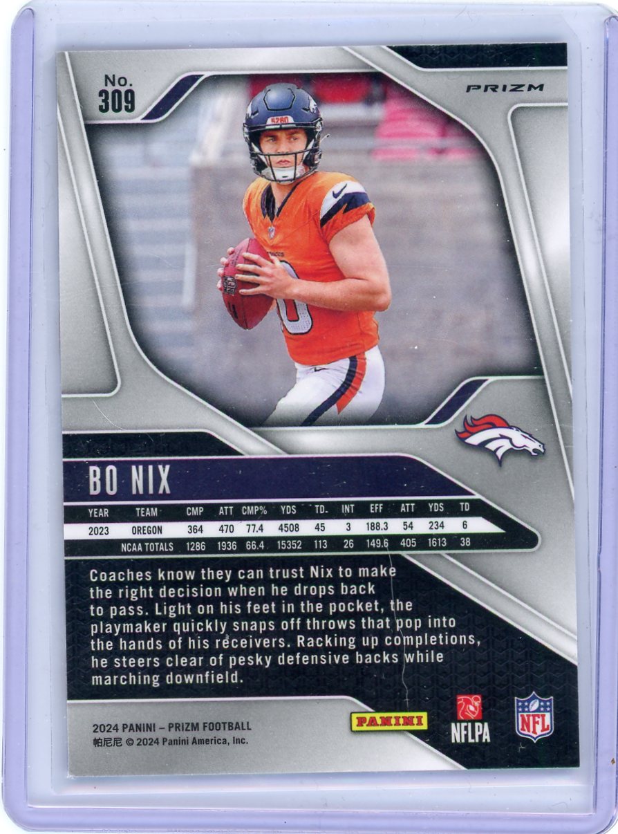 Bo Nix 2024 Panini Prizm RWB Prizm Rookie Card