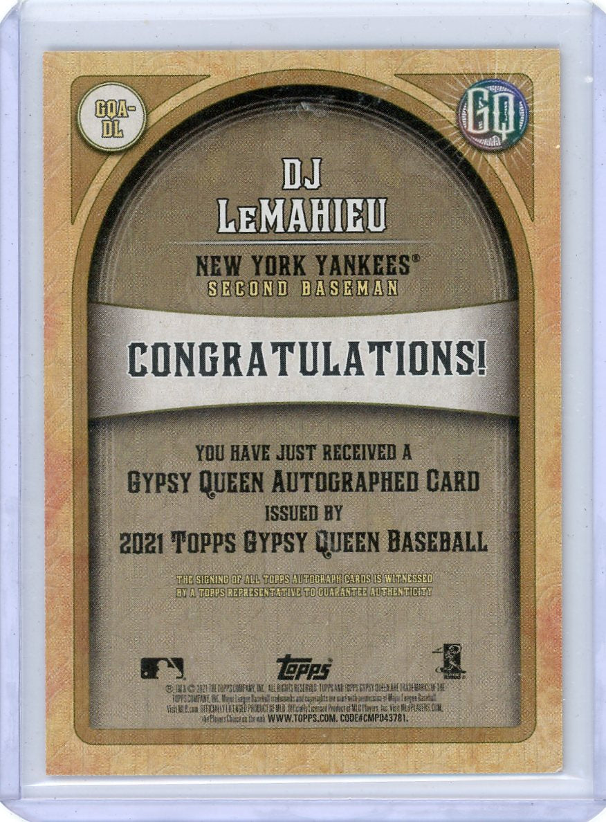 DJ LeMahieu 2021 Topps Gypsy Queen autograph