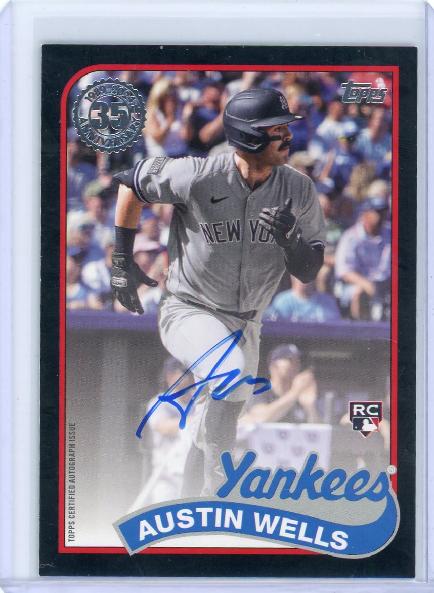 Austin Wells 2024 Topps 1989 35th Anniversary autograph rookie card black #'d 192/199