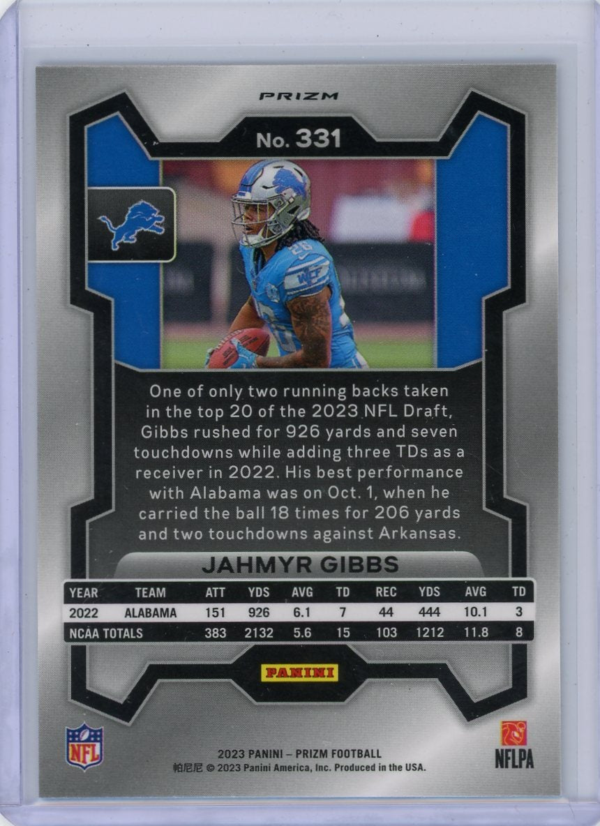 Jahmyr Gibbs 2023 Panini Prizm Silver Rookie