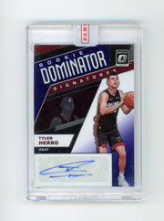 Tyler Herro 2019-20 Panini Donruss Optic Rookie Dominator Signatures Purple Stars FOTL #'d 07/29
